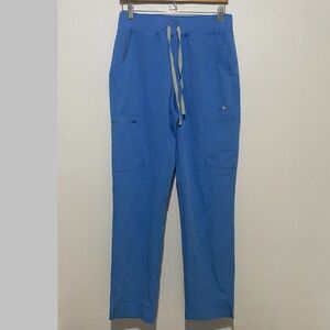 FIGS Technical Collection Blue Scrub Pants Size Med Cargo Stretch Drawstring